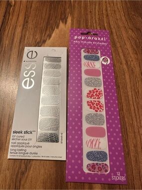 Essie & poparazzi nail sticker bundle-silver animal print pink